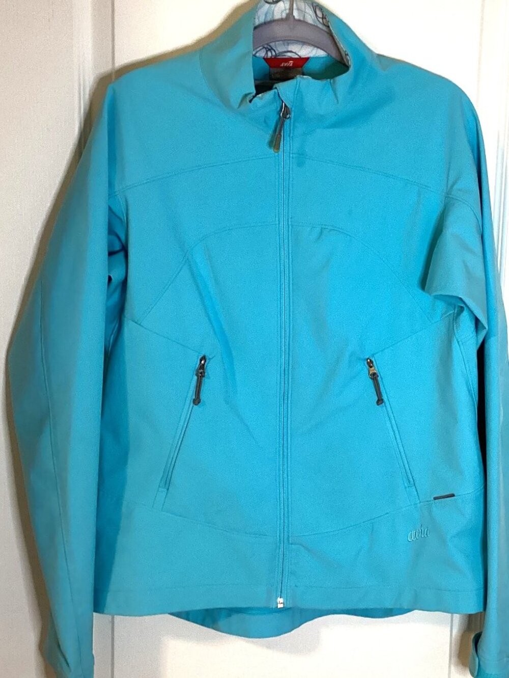 Avia Womens Lightweight Turquoise Windbreaker Jacket Size L Waterproof Softshell